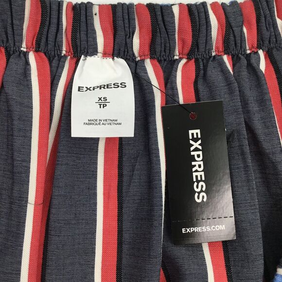 Express Reversible Top Women XS Red White Blue Stripe Off the Shoulder Patriotic - Picture 11 of 13